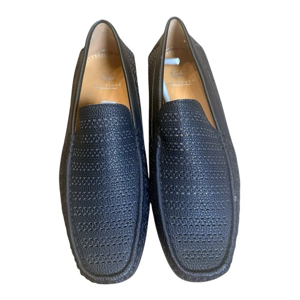 Montique Men's Black Weave Pattern Fashion Loafers Shoes Size 10.5 S22
